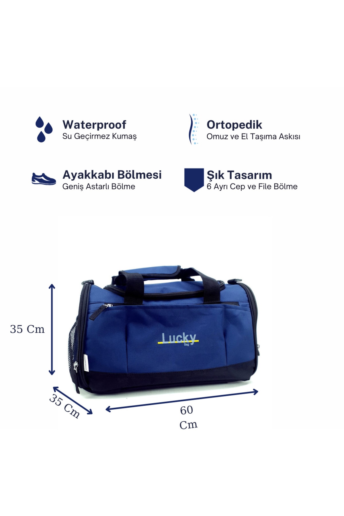 LUCKY BAG Luckybag Lacivert Gym Halısaha Günlük Spor Valiz Ve Seyahat Valiz Çanta