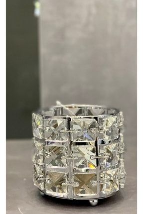 Kristal Taşlı Dekoratif Mumluk Gümüş K