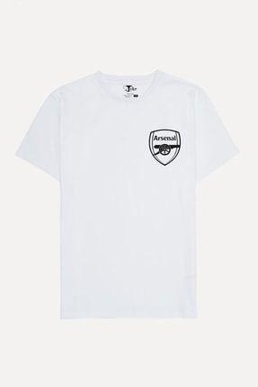 Arsenal Baskılı Unisex Beyaz T-shirt TYK242715