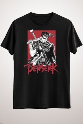 Unisex Siyah Berserk T-shirt, Guts Shirt, Anime Tee, Manga, Anime Streetwear KO1343