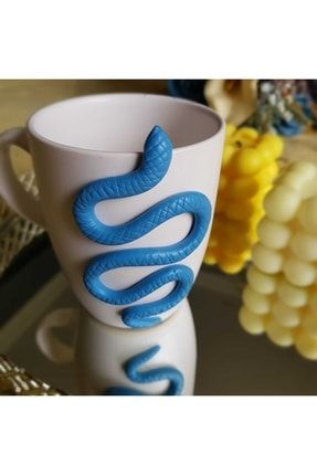 Yılan Desenli El Yapımı Polimerkil Kupa Bardak Çay Ve Kahve Sunumu Hediyelik EYOTK