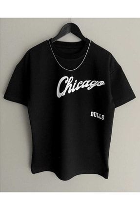 No 601 Unisex Chicago Özel Baskılı Oversize Penye T-shirt Tişört ŞB001