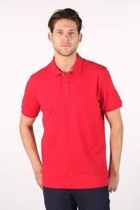 Erkek Kırmızı Basic Düz Polo Yaka Tişört Y22374303201