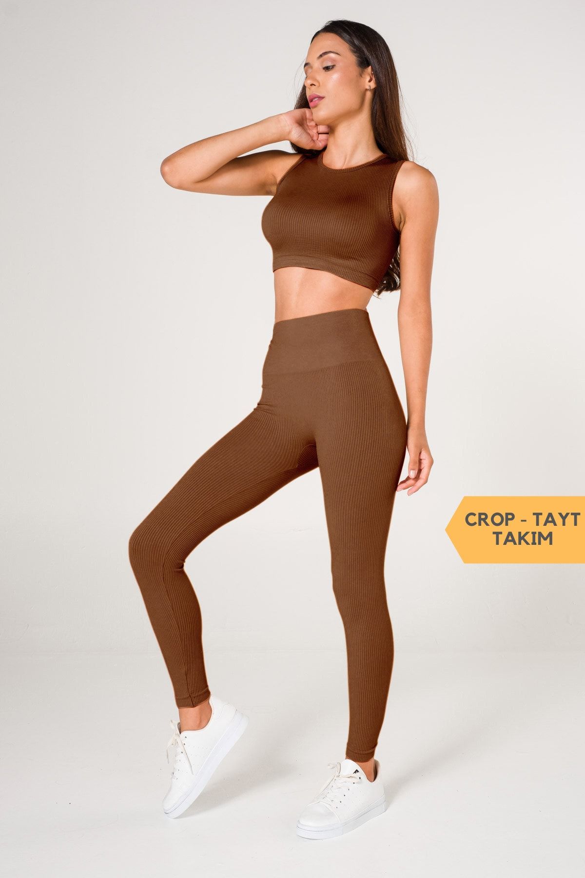 Formactive Toparlayıcı Dikişsiz Tayt-crop Top Fitilli Takım