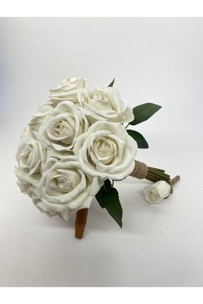 Ve-al Store Yeni Sezon Ekvator Beyaz Gul Gelin Buketi Ve Damat Yaka Çiçeği TYC00454298160