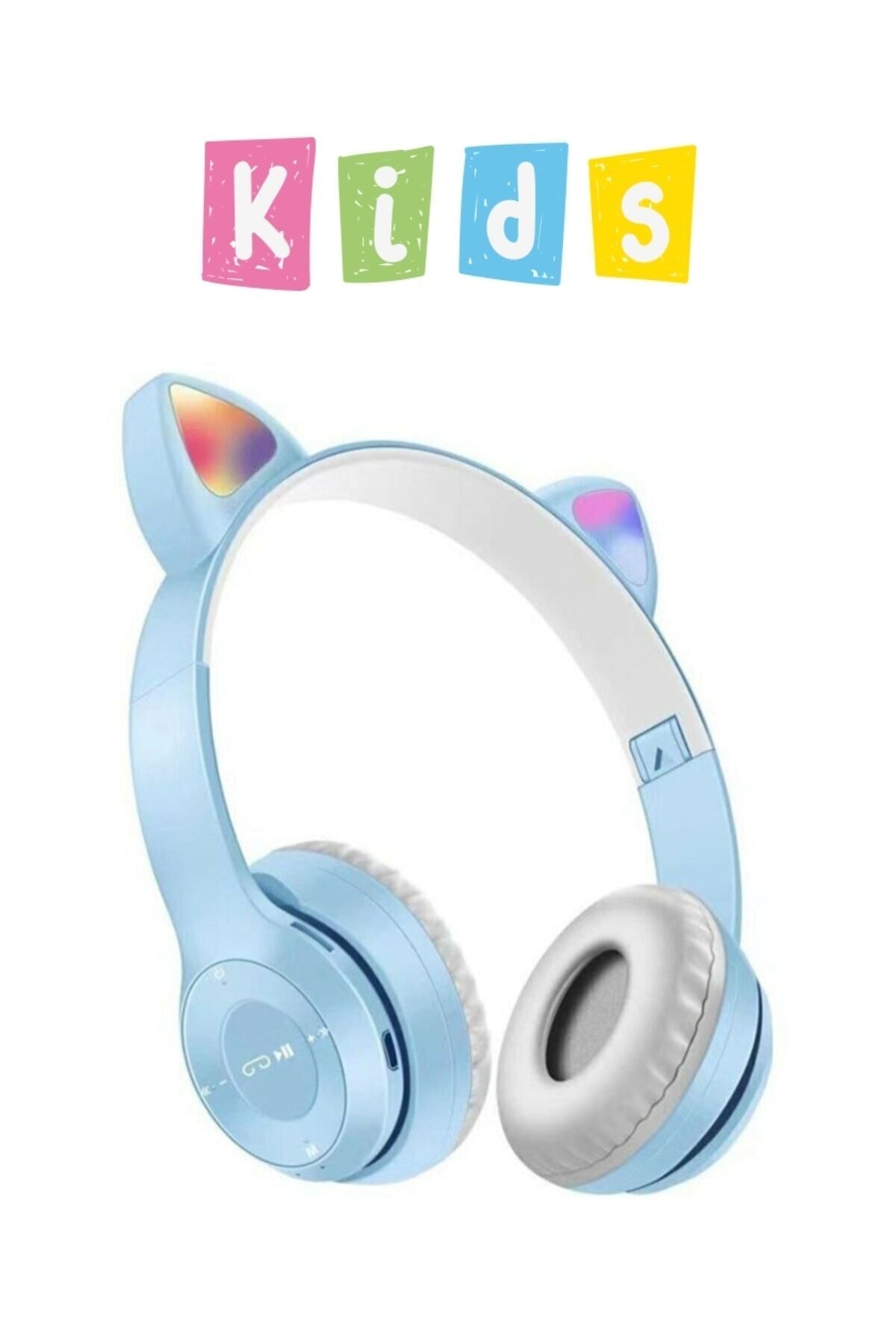 Kız Çocuklar Için Kedi Kulaklı Işıklı Mikrofonlu Kablosuz Bluetooth Kedili Çocuk Kulaklık
