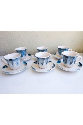 Grandeur 6 Kişilik Seramik Kahve Fincanı Takımı 60 Ml-mavi KF