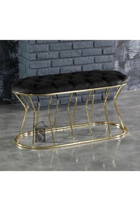 Metal Ayaklı Kum Saati Puf Bench Gold Ayak SepetteKumSaati