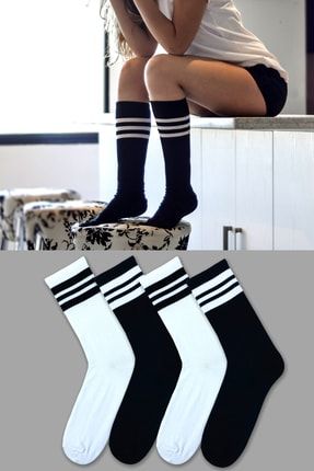 Erkek Çorap Soket Uzun Corap Kadın Havlu Renkli Desenli Çoraplar 4 Adet SS-406