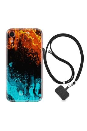 Apple Iphone Xr Kılıf Silikon Desen Boyun Askılı Orange Blue Color 1665 ipliyenisuperseri71x7t11
