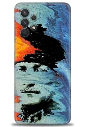 Samsung Galaxy A32 Kılıf Hd Baskılı Kılıf - Sanat Atatürk + Temperli Cam mmsm-a32-v-477-cm