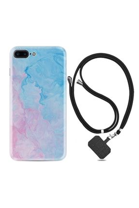 Iphone 6 6s Plus Uyumlu Kılıf Desenli Silikon Boyun Askılı Pink Blue Abstract 1385 ipliyenisuperseri21x7t5
