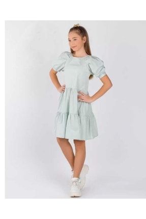 Kız Çocuk Mint Yeşili Kollu Elbise Dmb 4-9 Yaş 00552735
