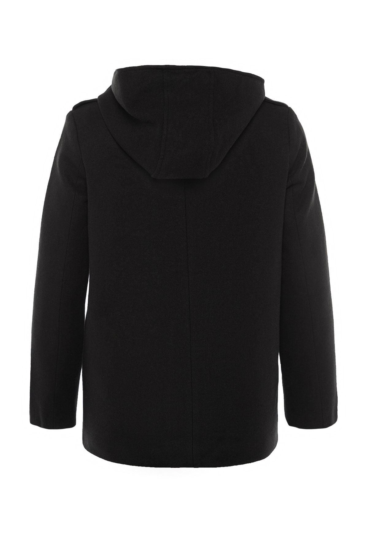 Trendyol Collection-Palton negru cu glugă, cu fermoar, ștampilă TWOAW21KB0015 12