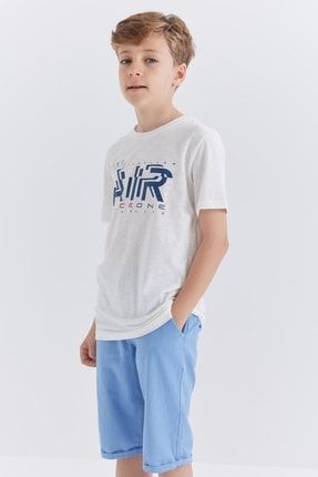 Ekru Air Baskılı O Yaka Kısa Kol Erkek Çocuk T-shirt - 10852 T09EG-10852