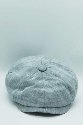 Erkek Yazlık Keten Buz Mavisi Ingiliz Stili Kasket Şapka BUZ1000