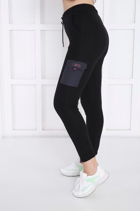 Kadın Spor Slimfit Slimfit Siyah Lastikli Paça Eşofman Altı CC-B1201