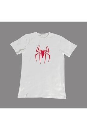 Spiderman Tshirt %100 Pamuklu Beyaz Kısa Kollu Çocuk Tshirt Basklı a2