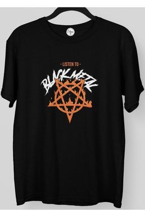 Black Metal Baskılı Oversize Siyah Premium T-shirt Unisex blackmetals