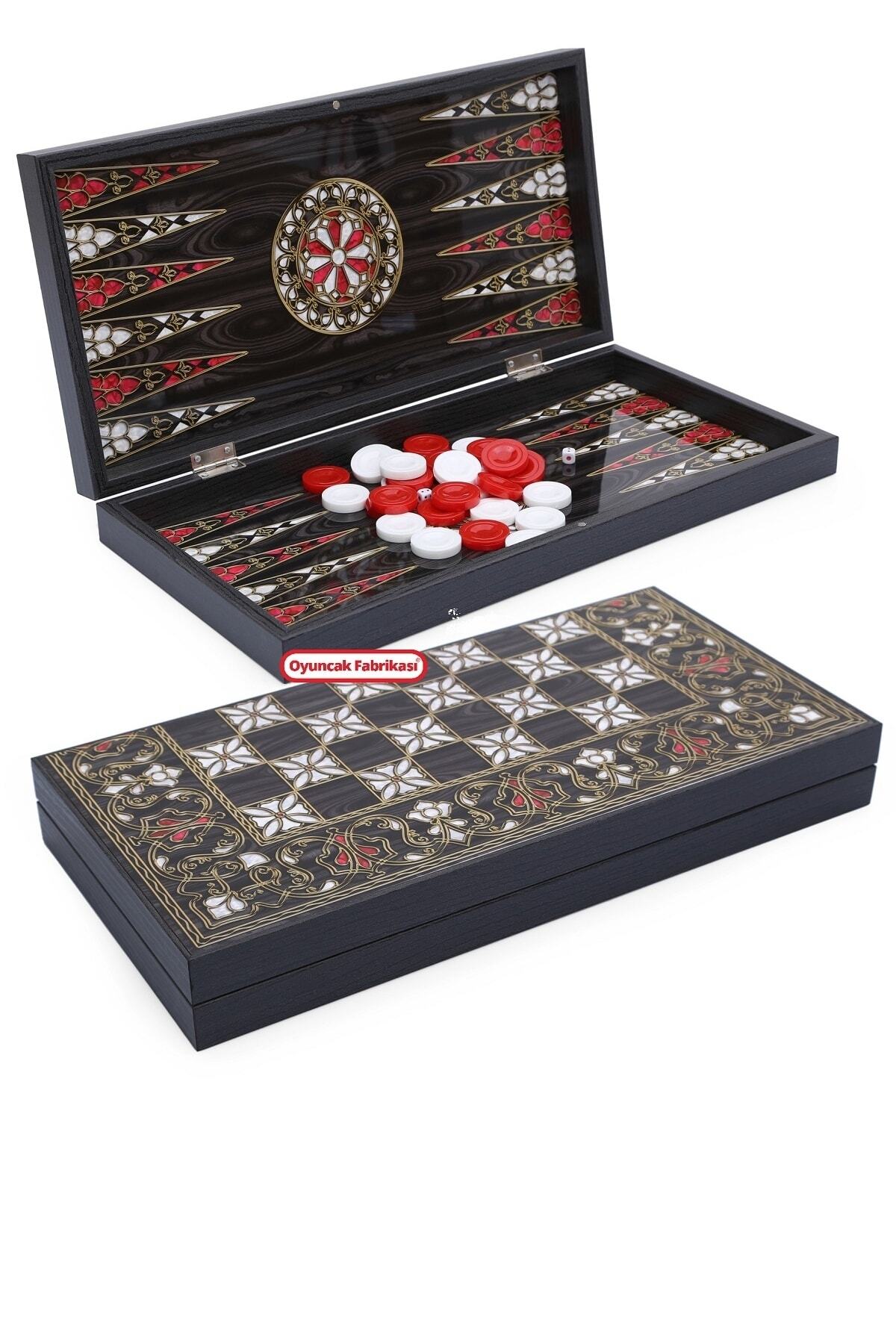 Miajima Hint Işlemeli Sedef Tavla Takımı Büyük Boy