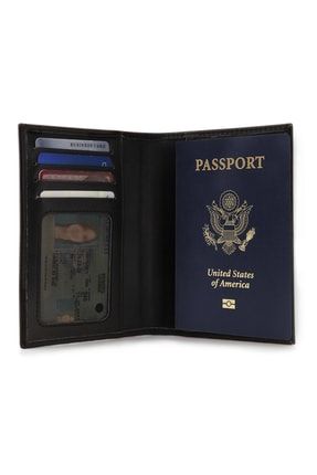 Otto Angelino Deri Pasaport Kılıfı Cüzdanı - Rfıd Korumalı - Siyah OT205