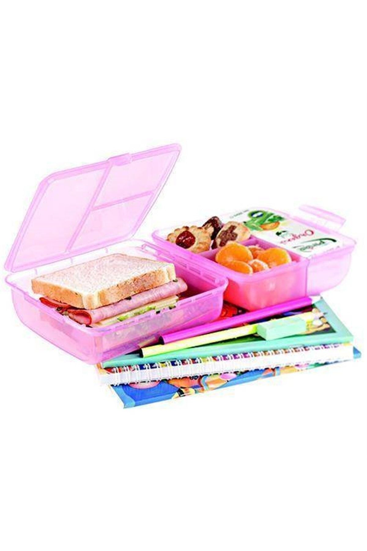 Yetkin Home-2 Pieces Plastic - 3 Compartments Lunch Box Storage Container with Lock Mechanism 2