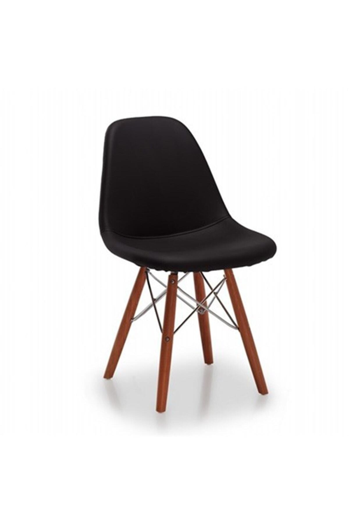 mobilya çarşısı Toronto Sandalye Siyah Deri Ceviz Ayak Fiyatı