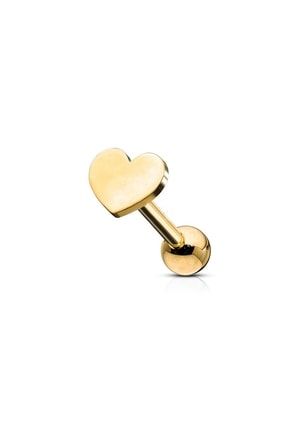 Gold Renk Taşsız Minimal Kalp Model Tragus,helix,kıkırdak Çelik Piercing N1gldklp02 (1 Adet) N1GLDKLP02