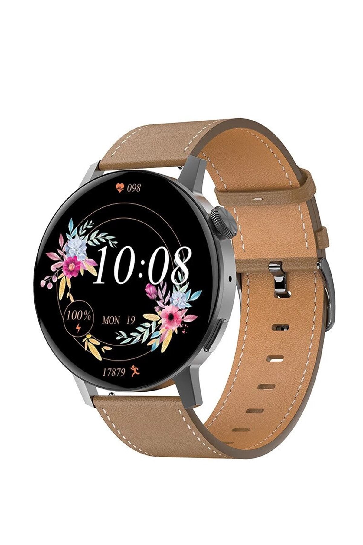 Spovan Papillon Plus Uyumlu Kan Oksijen Tansiyon Sesli Görüşme Smart Türkçe Kadın Akıllı Saat- Deri