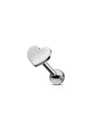 Gümüş Renk Taşsız Minimal Kalp Model Tragus,helix,kıkırdak Çelik Piercing N1guklp03 (1 Adet) N1GUKLP03