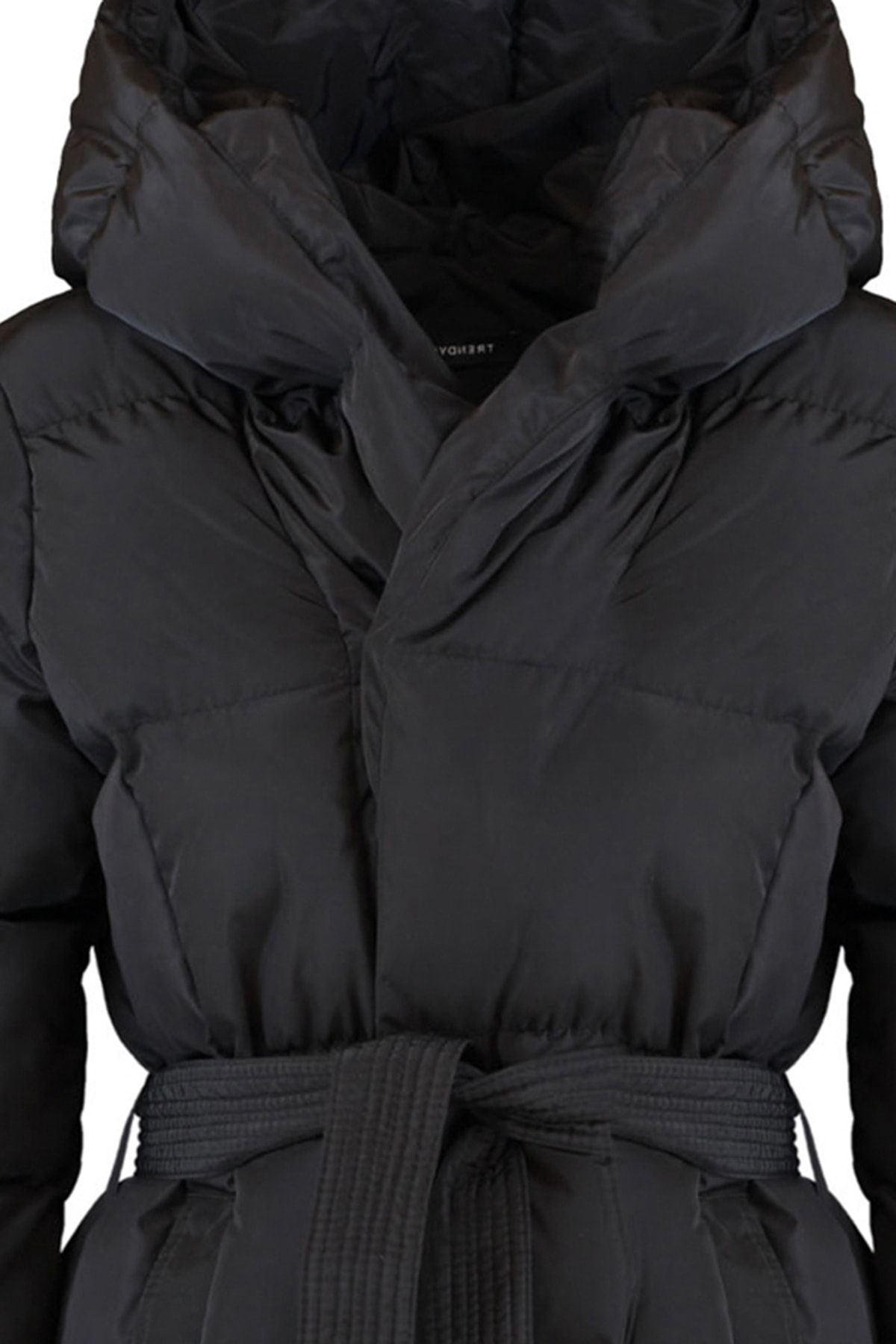Trendyol Collection-Schwarzer wasserabweisender aufblasbarer Mantel mit normaler Passform und Gürtel TWOAW23MO00007 7