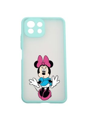 Xiaomi Mi 11 Lite Uyumlu Kamera Lens Korumalı Şaşkın Minnie Desenli Lüx Telefon Kılıfı Turkuaz HDK944