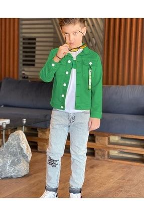 Erkek Çocuk Kot Ceket Kot Pantolon Ve T-shirt Takım M-02