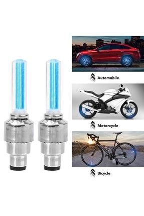 2 Adet Led Işıklı Hareket Sensörlü Oto Araba Motosiklet Bisiklet Mavi Işıklı Sibop Kapağı Lambası 2OPTANAoto02M