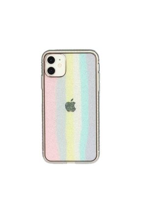 Iphone 12 Desenli Hologram Kılıf-pembe Gökkuşağı TR 000600