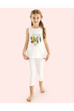 Tropik Meyve Baskılı Kız Çocuk Yazlık Pijama Takımı - 10110