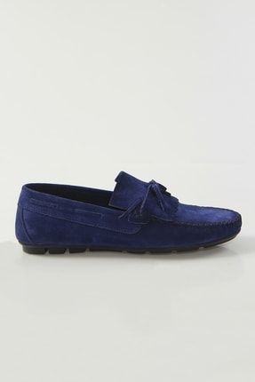 Hakiki Deri Erkek Mavi Süet Günlük Loafer Ayakkabı TRPY190027