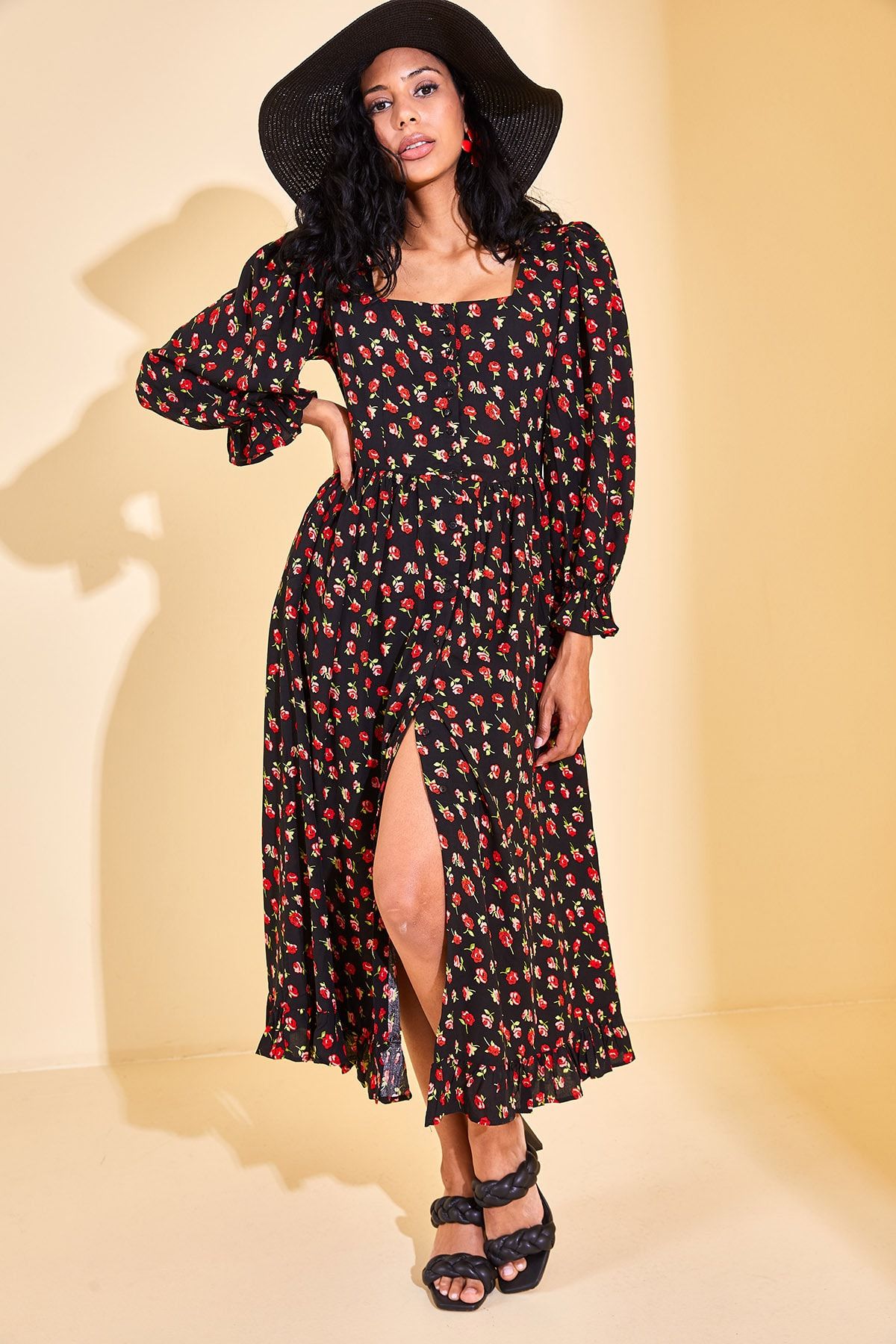 XHAN Kleid Schwarz Wickelschnitt Fast ausverkauft FN8094