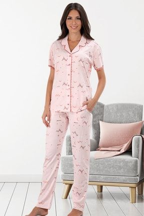 Bulut Düğmeli Yazlık Kadın Pijama Takımı 5416