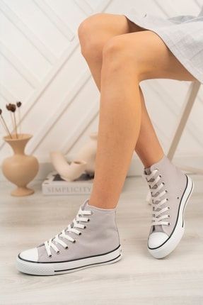 Kadın Hafif Keten Esnek Taban Spor Sneaker Ayakkabı .4200 Gri Freemax.4200