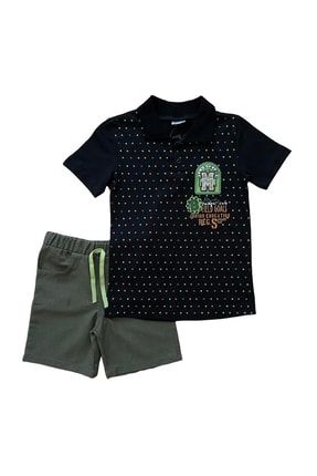 Puantiyeli Polo Yaka T-shirt Şortlu Ikili Erkek Çocuk Takım HA3593