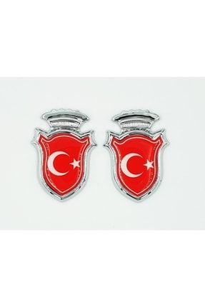 Türk Bayrağı Arma - Bayrak Metal Arma - Ghia Ay Yıldız Döküm Arma Etiketçilere Özel (2 Adet) S136