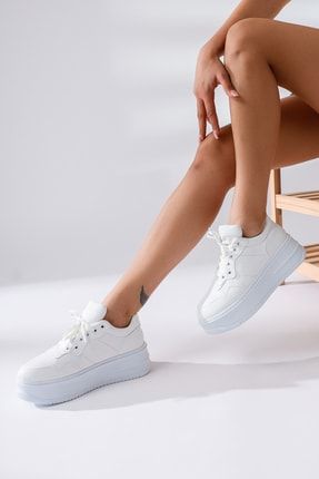Bonnie Beyaz Kalın Tabanlı Bağcıklı Sneakers Spor Ayakkabı 21FZ942