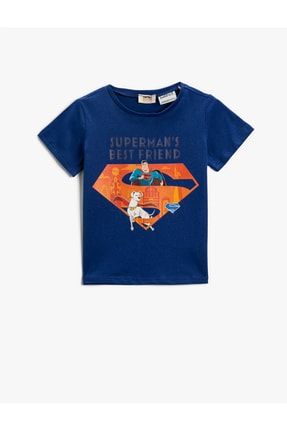 Superman Ve Krypto Baskılı Tişört Lisanslı Kısa Kollu Pamuklu 2SKB10612TK