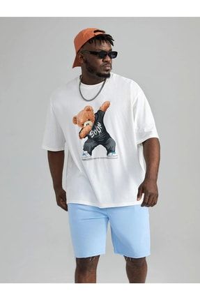 Blackrock Unisex Örme Dance Bear Baskılı Beyaz Pamuk T-shirt. BR-DANSAYI