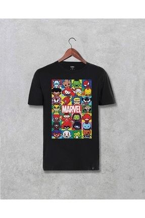 Marvel Baskılı Oversize Siyah T-shirt T089