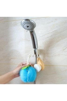 Plastik Yapışkanlı Duş Başlığı Tutucu Banyo Lif Askısı Tutacak ESC-271