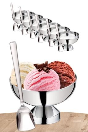 12 Parça Dondurma Kasesi Ve Dondurma Kaşık Seti 304 Paslanmaz Çelik Dondurmalık Tatlı Kaşığı Takım TYC00122122608