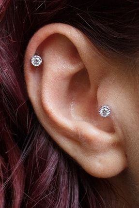 Yuvarlak Zirkon Taşlı Titanyum Tragus - Kıkırdak - Helix Piercing TT-022