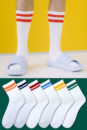 Erkek Çorap Soket Uzun Corap Kadın Havlu Renkli Desenli Çoraplar 6 Adet SS-411